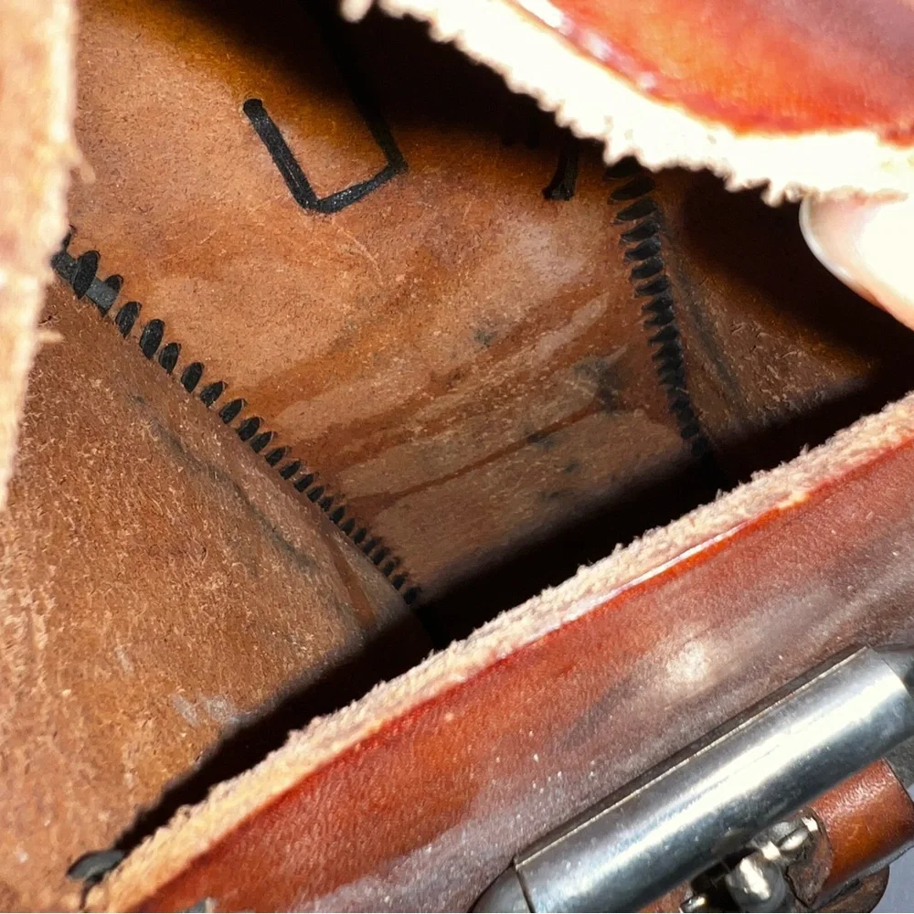 Vintage Belt Bag Handmade Brown Genuine Leather Buckle Bag Satchel Bag - Picture 12 of 15